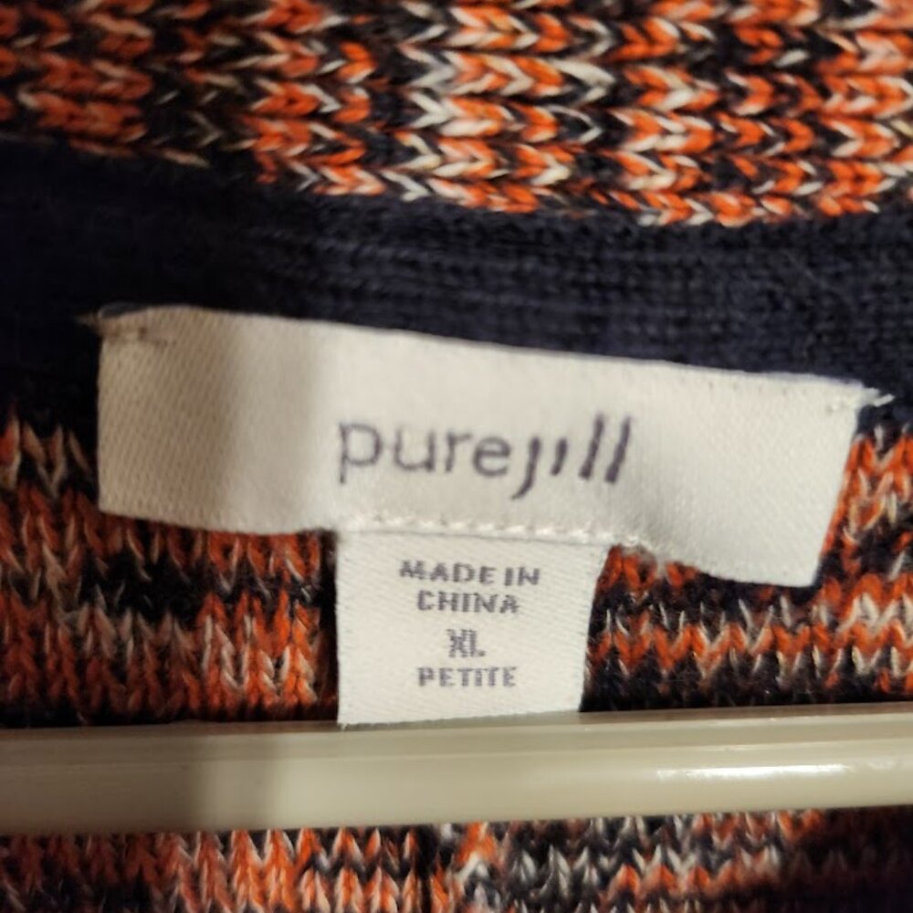 J. Jill Pure Jill Space Dyed V Neck Kimono Sleeve Sweater XLP Cotton - Picture 4 of 7